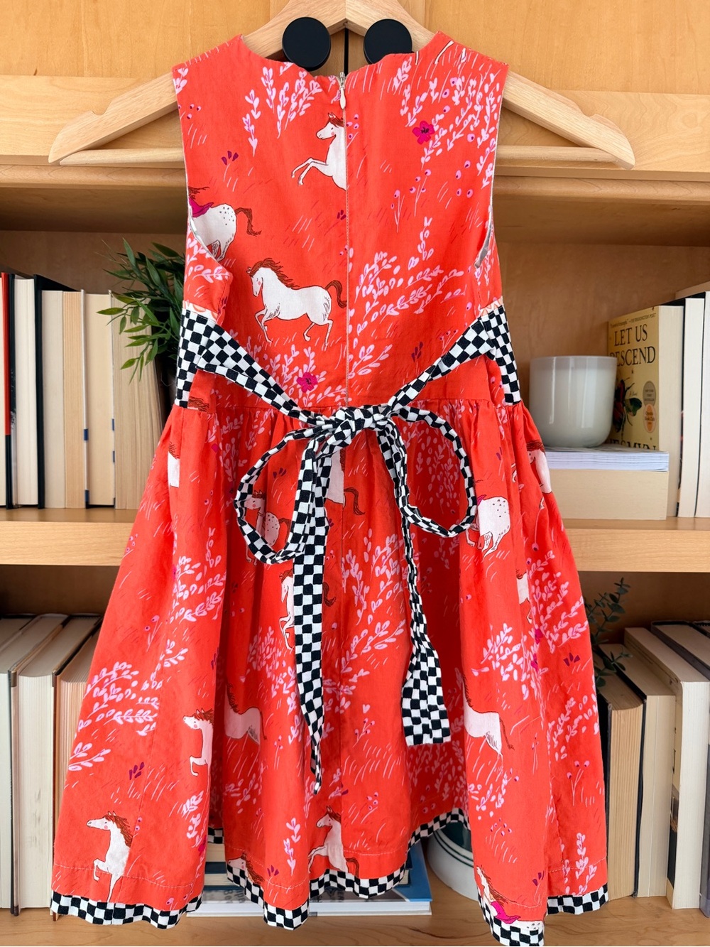 Tati & Me Horse Print Tie Back Coral Dress Boutique 100% Cotton Sleeveless USA - Picture 2 of 7